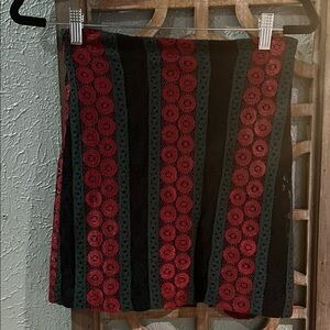 Crochet Red Green And Black Skirt